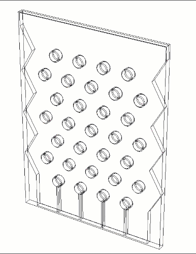 A simple demonstration of Lagrangian particle injection atop an existing flow field with particle-wall collisions.